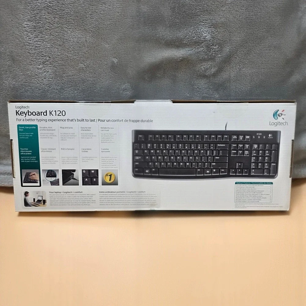 Logitech Keyboard K120 Wired USB‎ Spill Resistant Quiet Typing Full Size Number